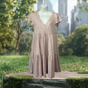 Jessica Simpson,  Floral Tiered Babydoll Dress, Large, Pink, White